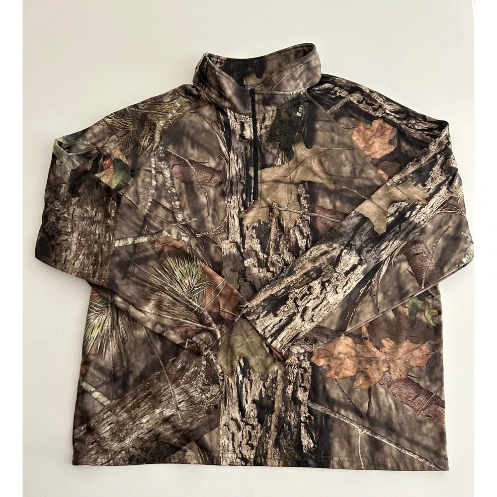 Mossy Oak Break Up Country Men's Camouflage Long Sleeve Quarter Zip Shirt XL